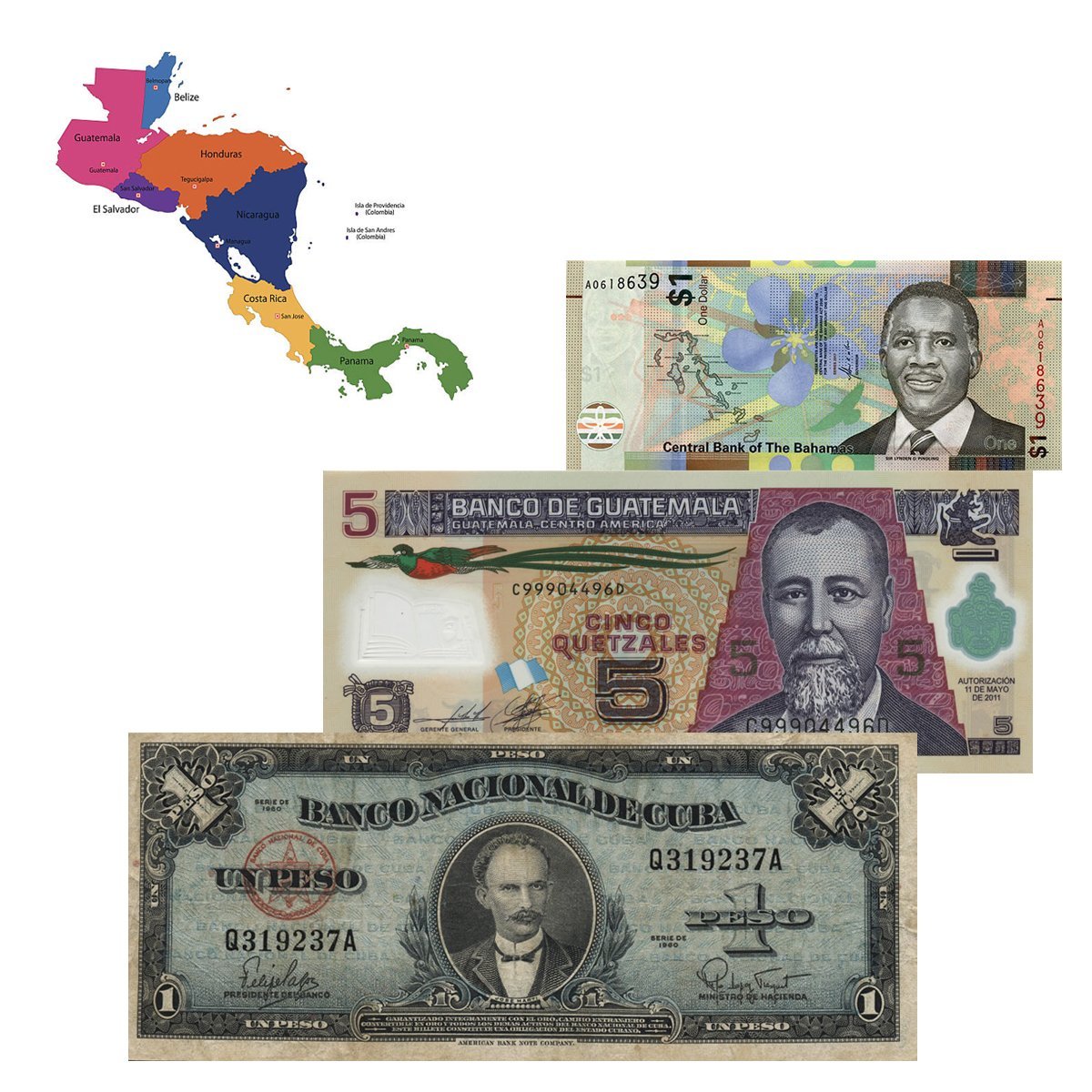 Центральная Америка - Банкноты